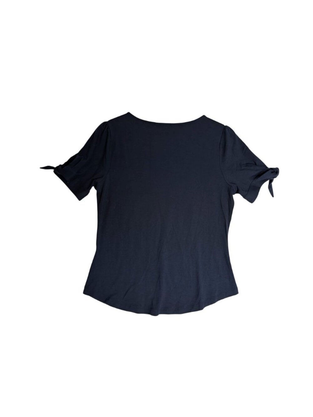 Lauren Ralph Lauren Navy Tie Knot-Sleeve Sz M Top Puff Sleeves Nautical - Picture 10 of 10